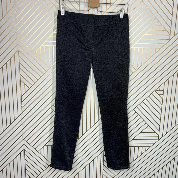 Alexander Wang Drainpipe Pants Skinny Stretch Glitter Metallic Black‎ Size 0 - Picture 2 of 12